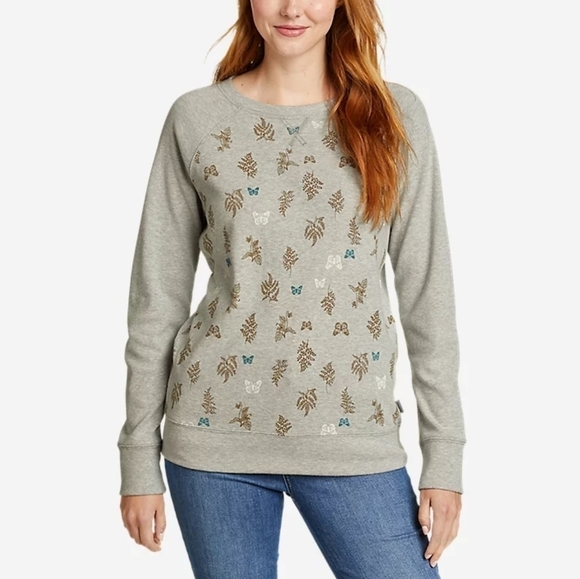 NWT Eddie Bauer Butterfly Botanical Legend Wash Crewneck Sweatshirt‎ Size Medium - Picture 1 of 6